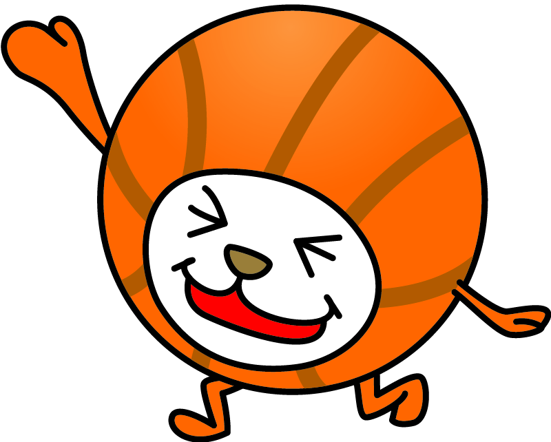 無料バスケットボールイラスト フリー素材のキャラクターボール マルコロ