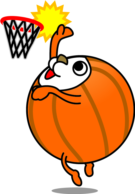 無料バスケットボールイラスト フリー素材のキャラクターボール マルコロ